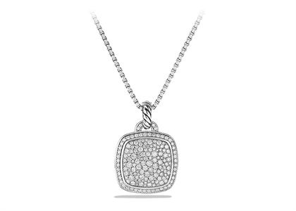 Rhodium Plated CZ Studded Cushion Shaped Pendant